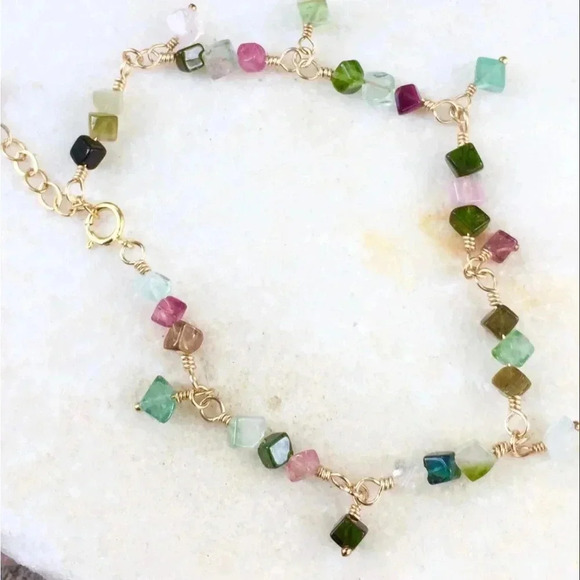 Tourmaline Bracelet,Colorful Gemstones Bracelet,October Birthstone - Picture 5 of 5